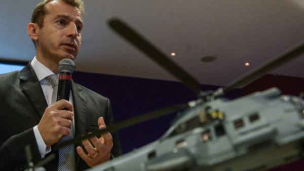 Prezes Airbus Helicopters - Guillaume Faury, podczas konferencji prasowej