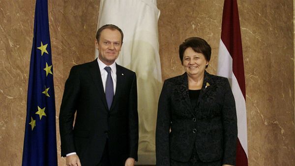 Donald Tusk i Laimdota Straujum