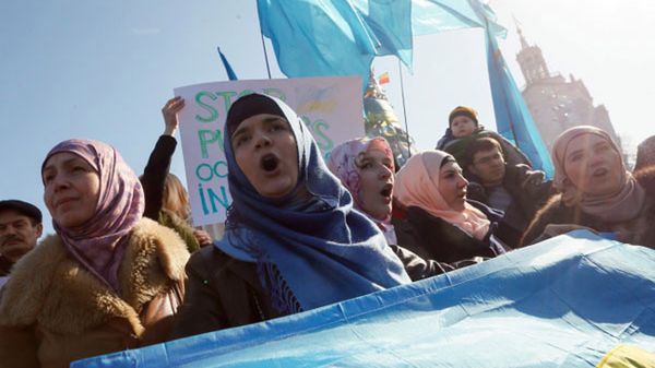 Protest Tatarów na Krymie