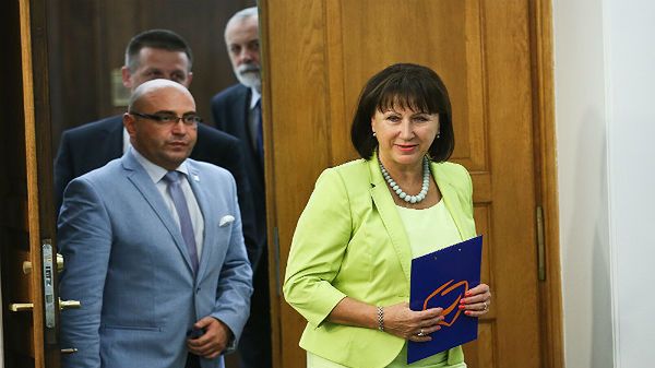 Bożenna Bukiewicz podczas jednej z konferencji prasowych w sejmie