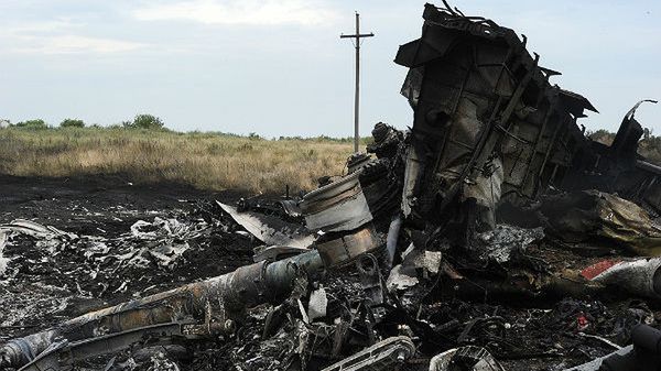 Szczątki zestrzelonego samolotu