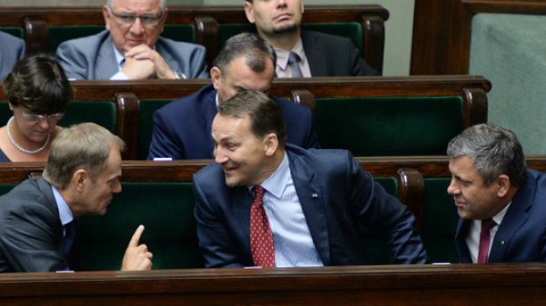 Donald Tusk, Radosław Sikorski i Janusz Piechociński podczas posiedzenia sejmu