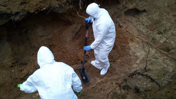 Miejsce wskazane przez Wiesława S., gdzie odnaleziono ciało