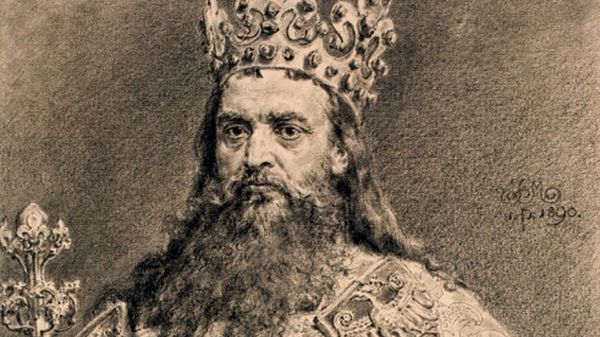 Rysunek Jana Matejki przedstawiający Kazimierza Wielkiego