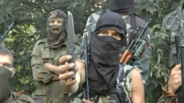 Kadr z nagrania prorosyjskich separatystów zamieszczony w internecie