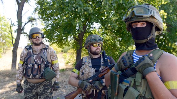 Członkowie ukraińskie batalionu ochotniczego z Nowoazowska