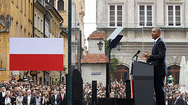Prezydent USA Barack Obama na placu Zamkowym w Warszawie