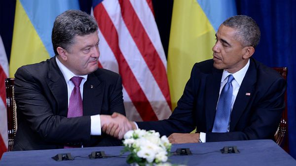 Prezydent USA Barack Obama i prezydent-elekt Ukrainy Petro Poroszenko