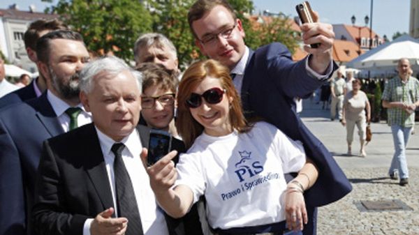 Prezes PiS Jarosław Kaczyński na Rynku Kościuszki w Białymstoku