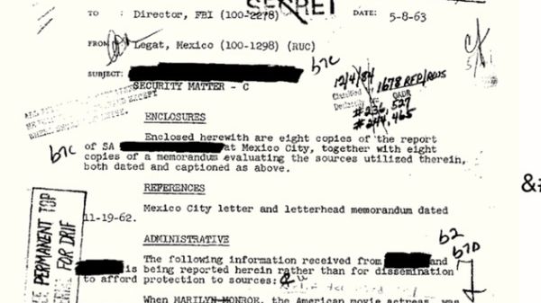 Oryginalny dokument z inwigilacji Marilyn Monroe przez FBI