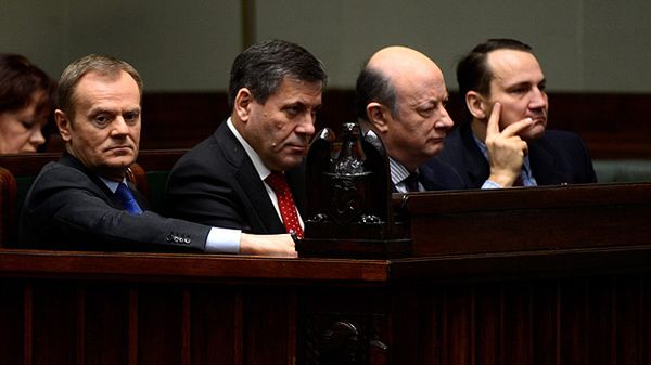 Donald Tusk, Janusz Piechociński, Jacek Rostowski i Radosław Sikorski