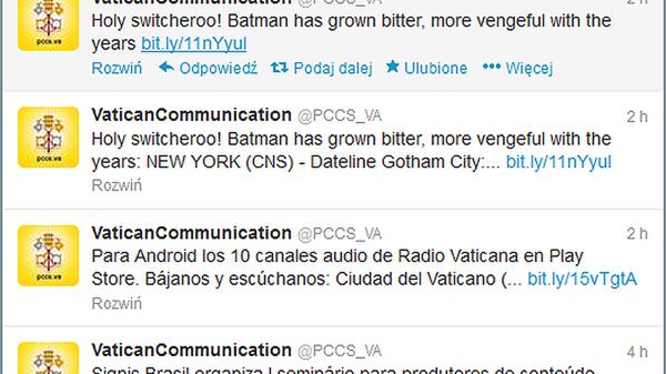 Wpis Papieskiej Rady ds. Środków Społecznego Przekazu na Twitterze