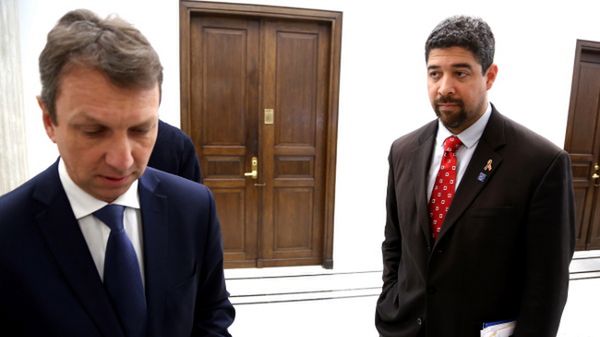 Poseł PO Andrzej Halicki i działacz opozycji demokratycznej na Kubie John Suarez