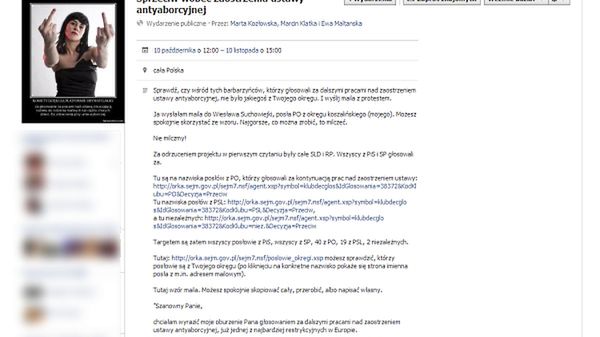 Strona akcji na Facebooku