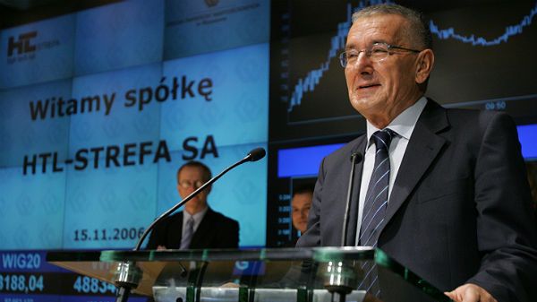 Andrzej Czernecki, prezes spółki HTL-Strefa (zdj. arch. podczas debiutu spółki na warszawskiej Giełdzie Papierów Wartościowych)