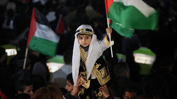 Palestyńczycy na ulicach Ramalli