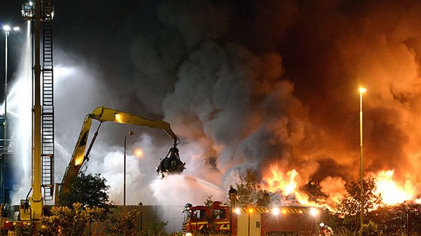 Pożar na składowisku odpadów w Malmoe