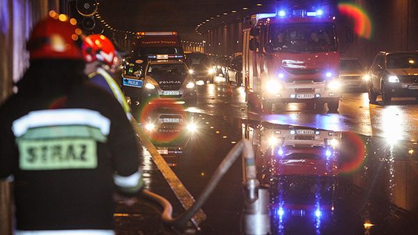 Zalany tunel Wisłostrady