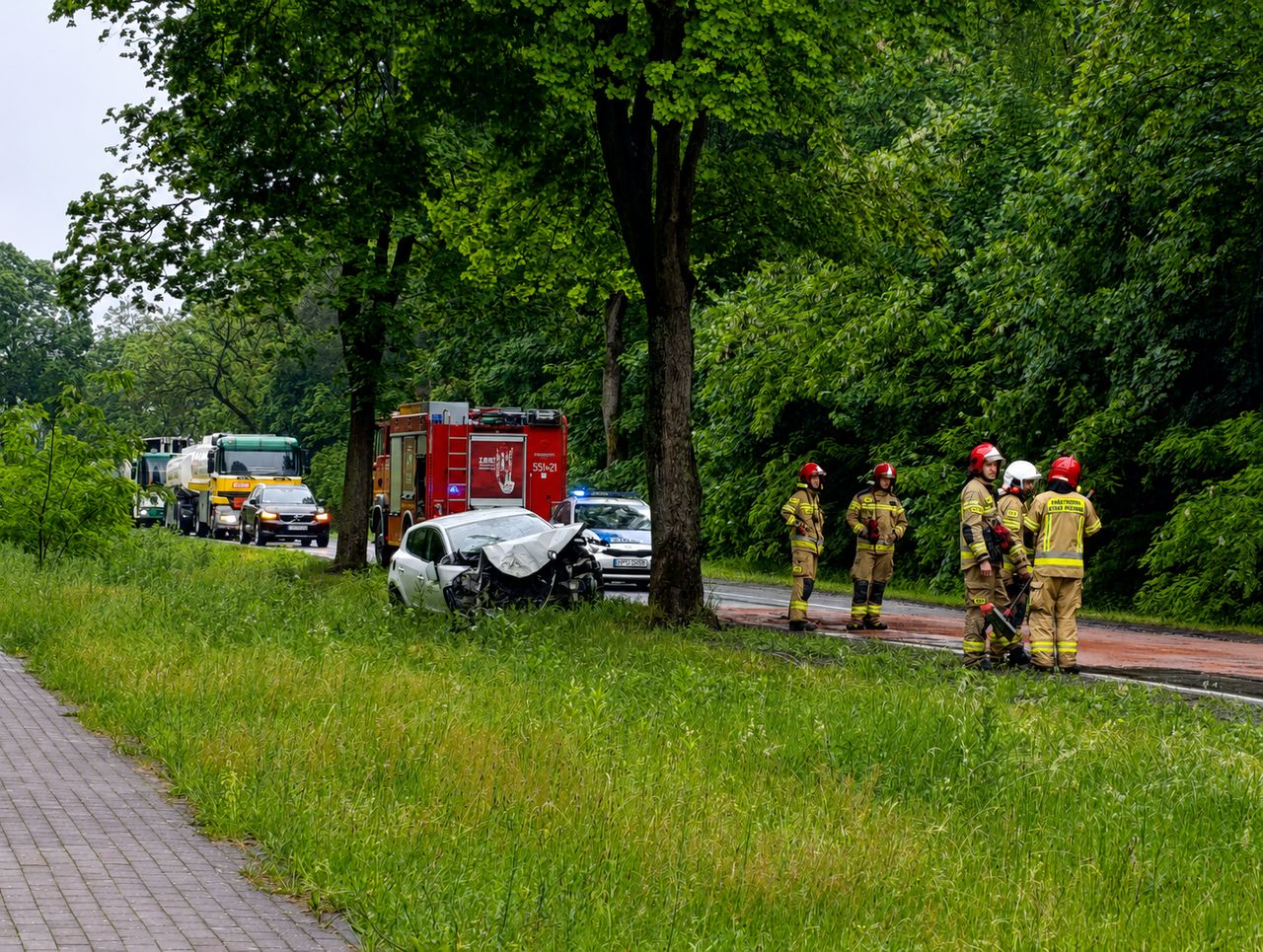 Piła-Dolaszewo: Renault uderzyło w drzewo. Kierowca trafił do szpitala