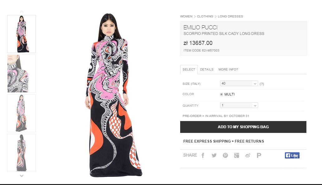 Suknia od Emilio Pucci