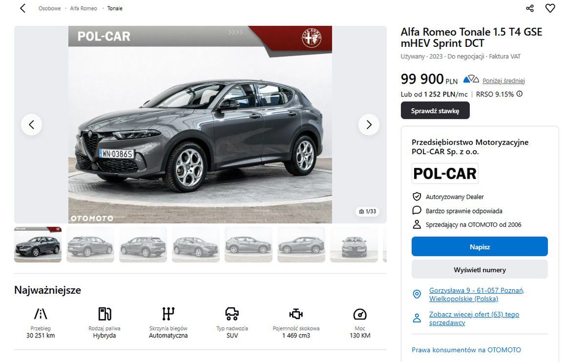 Zrzut ekranu z ogłoszenia