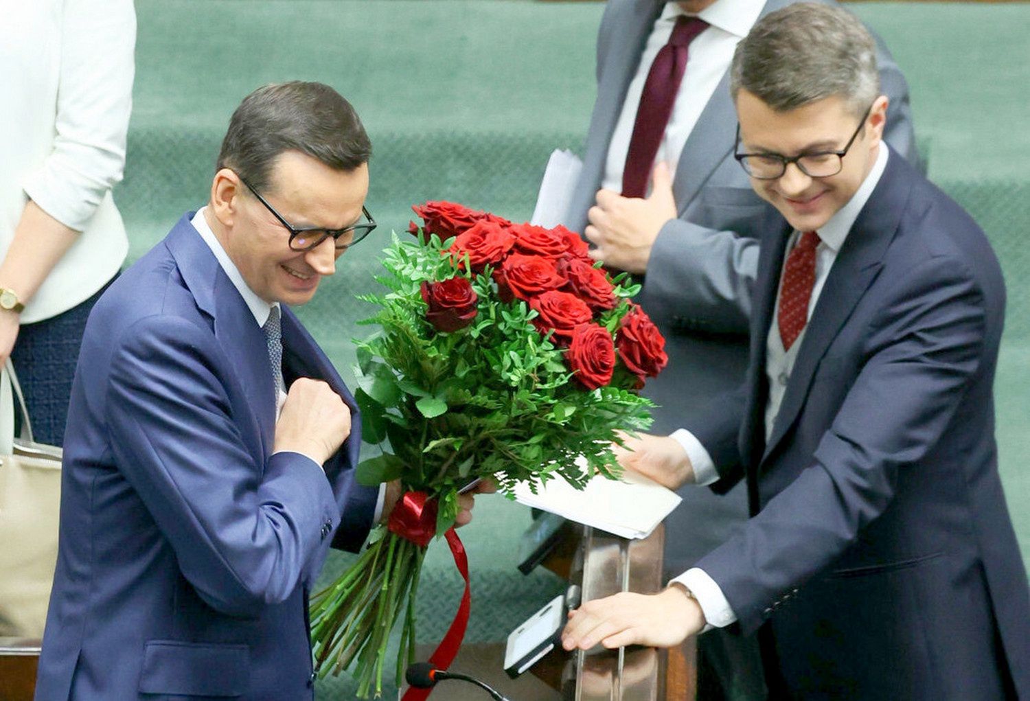 11 grudnia 2023 roku, Mateusz Morawiecki w dniu swojego expose. Tego dnia rząd Morawieckiego nie dostał wotum zaufania, otwierając drogę do utworzenia rządu Donaldowi Tuskowi