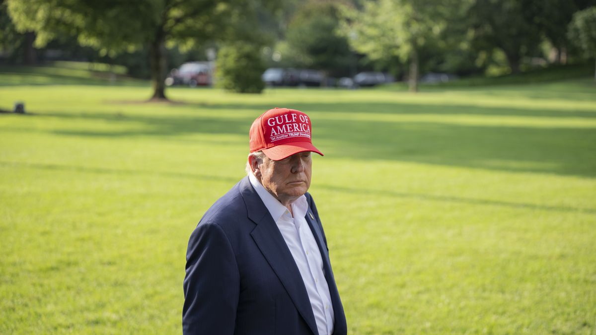 WASHINGTON DC, UNITED STATES - JULY 1: United States President Donald Trump speaks to the Press before departs at the White House to Alligator Alcatraz, Florida on July 1, 2025, in Washington DC, United States. (Photo by Celal Gunes/Anadolu via Getty Images)