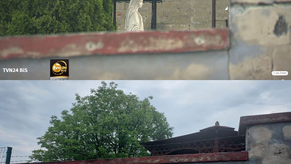 Powyżej: mur bez drutu, poniżej to samo miejsce 9 czerwca. 