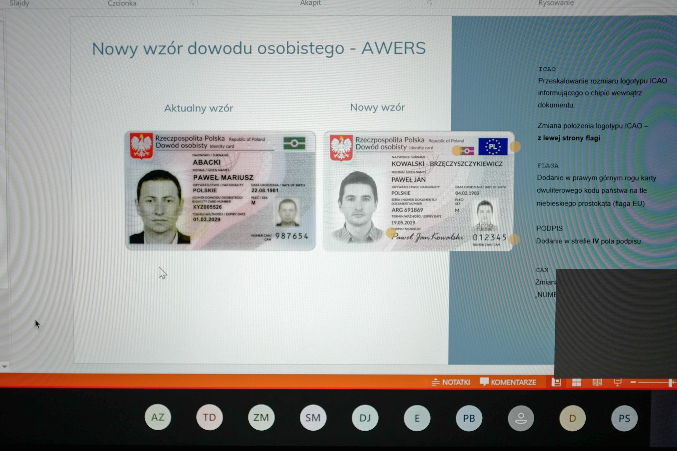 Warszawa, 12.04.2021. Nowe wzory dowodów osobistych zaprezentowane podczas spotkania online z dziennikarzami, 12 bm. Tematem spotkania było wdrożenie wytycznych UE dotyczących drugiej cechy biometrycznej w e-dowodzie.  (kf) PAP/Mateusz Marek