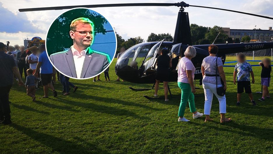 Wiceminister sprawiedliwości Michał Woś nie odpowiada na pytania  obecność śmigłowca na pikniku