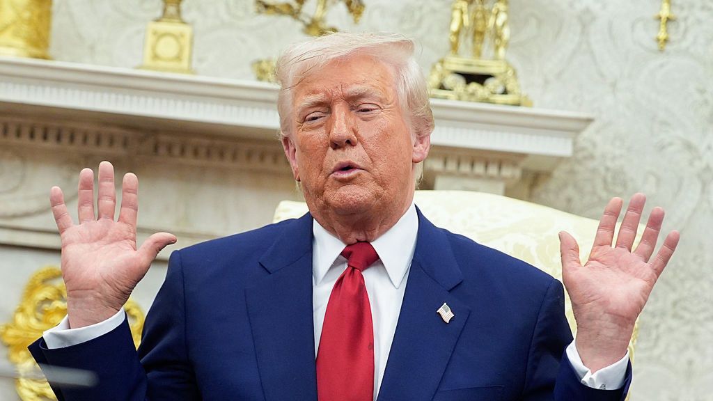 President Trump Meets Israeli Prime Minister Netanyahu
US President Donald Trump during a bilateral meeting with Benjamin Netanyahu, Israel's prime minister, not pictured, in the Oval Office of the White House in Washington, DC, US, on Monday, April 7, 2025. Netanyahu said his country would work to eliminate trade barriers and deficits with the US. Photographer: Yuri Gripas/Abaca/Bloomberg via Getty Images
Bloomberg
emea, international relations, 2025uspolitics, north american, israeli, u.s. government, foreign relations, united states of america, middle east and north africa, the white house, americas, government news, u.s.a., american, us