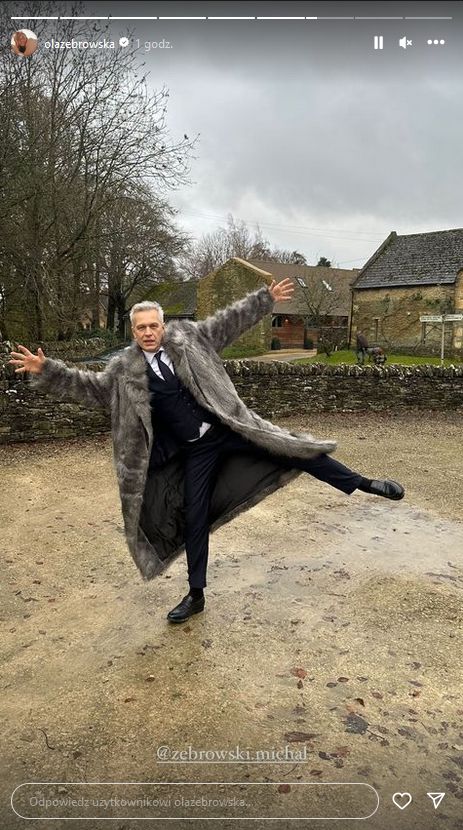 Ubrani w futra Aleksandra i Michał Żebrowscy relacjonują wyjazd bez dzieci