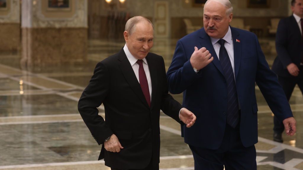 President Putin Visits The Supreme Council Of Russia And Belarus
MINSK, BELARUS - DECEMBER 6: (RUSSIA OUT) Russian President Vladimir Putin (L) and Belarusian President Alexander Lukashenko (R) during a welcoming ceremony prior to the Supreme Council of Russia and Belarus, December 6, 2024, in Minsk, Belarus. President Putin is having a one-day trip to Belarus. (Photo by Contributor/Getty Images)
Contributor