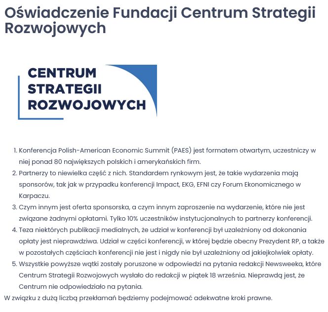 Oświadczenie fundacji 