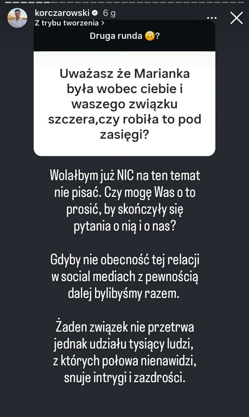 Piotr Korczarowski wypowiedział się na temat relacji z Marianną