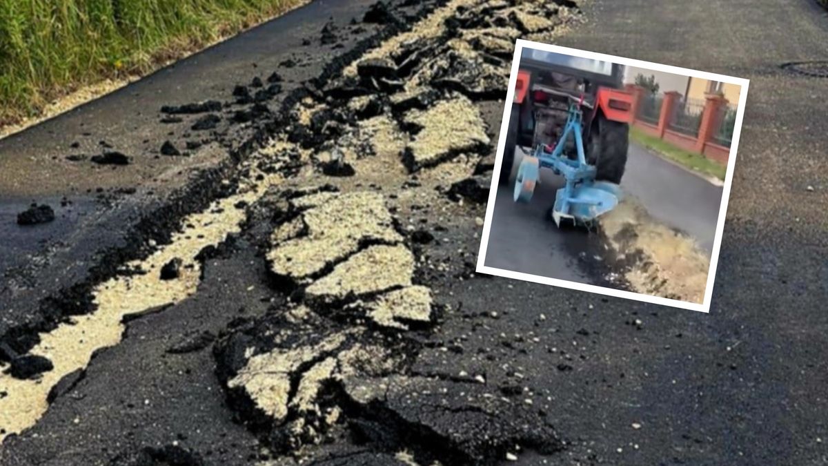 Rolnik zaorał świeżo wylany asfalt w Gliwicach. Został zatrzyman
