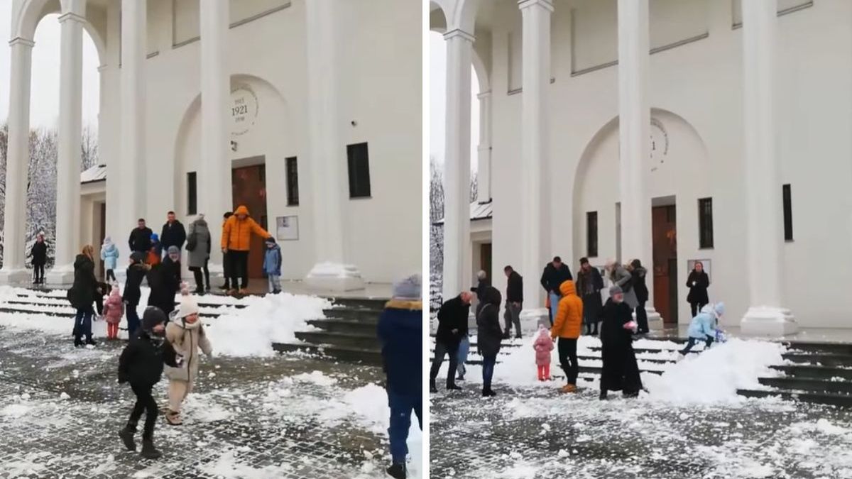 Ksiądz zorganizował bitwę na śnieżki