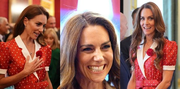 Księżna Kate w sukience w serduszka publicznie ROZPŁYWA SIĘ nad księciem Williamem. Urocza? (ZDJĘCIA)