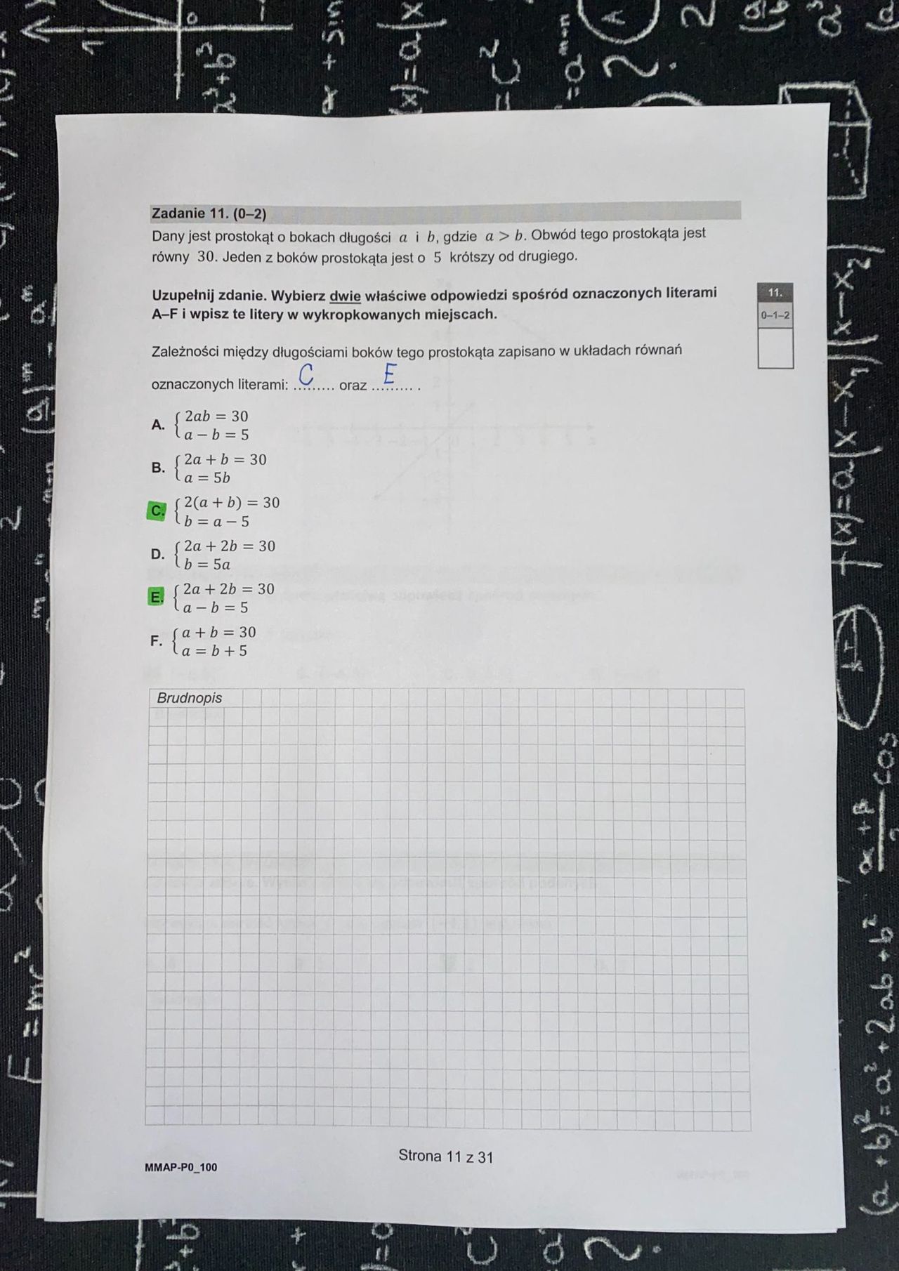 Odpowiedzi z matematyki. Matura