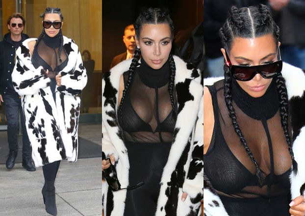 Piersi Kim Kardashian wracają... w futrze (ZDJĘCIA)