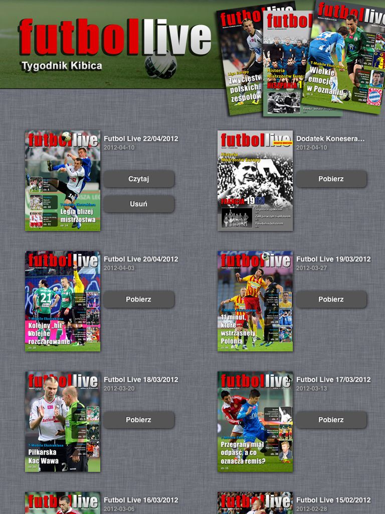 Futbol Live – darmowy tygodnik o piłce nożnej dla użytkowników iPada 2