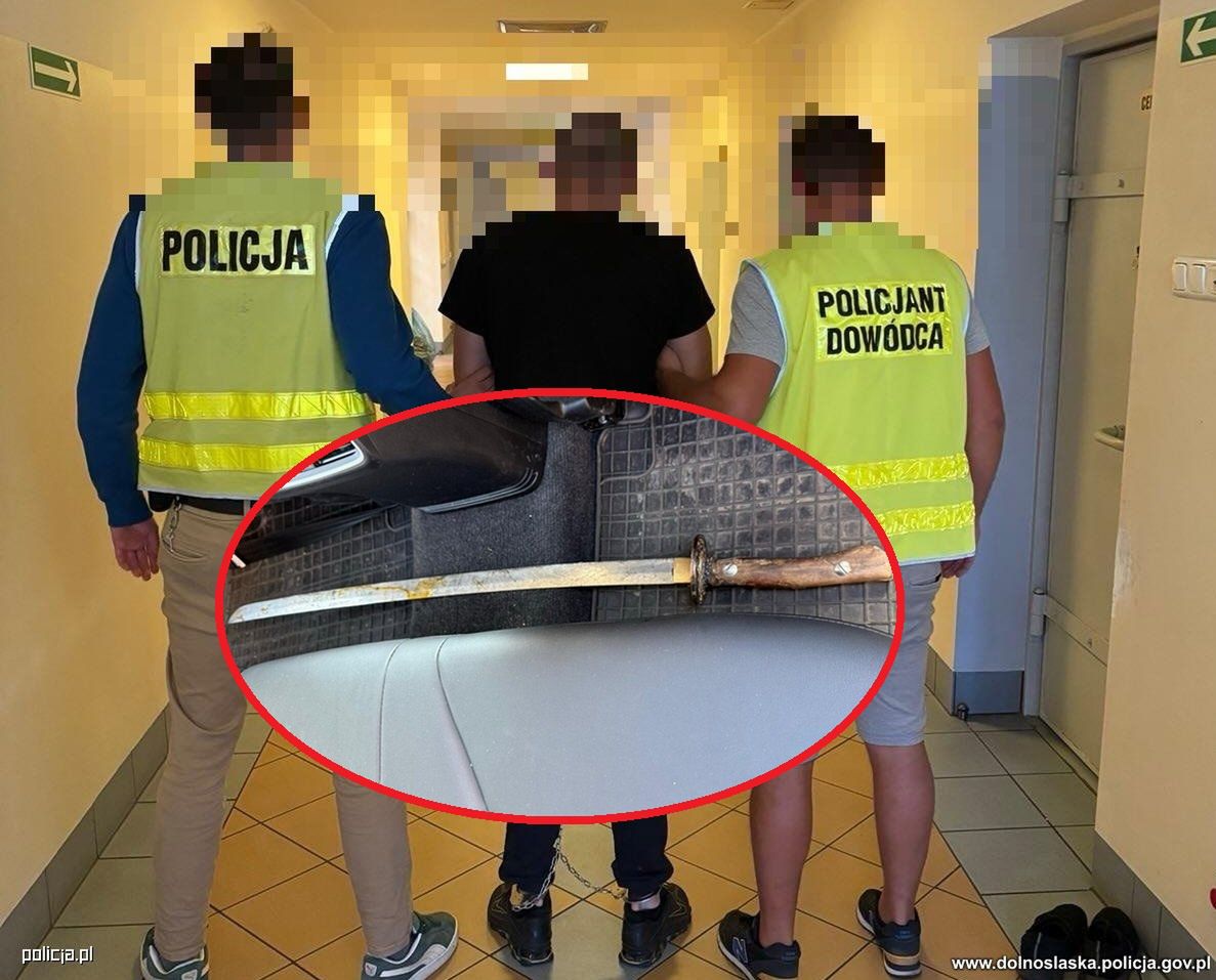 Pieńsk: Atak mieczem samurajskim na policjanta. 43-latek aresztowany