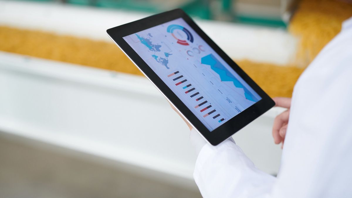 Współczynnik korelacji, dane wyświetlane na ekranie tabletu