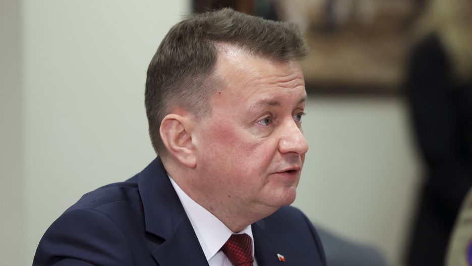 ARLINGTON, VA - APRIL 20: Poland's Defense Minister Mariusz Błaszczak delivers remarks during a meeting with U.S. Secretary of Defense Lloyd Austin at the Pentagon on April 20, 2022 in Arlington, Virginia. The two military leaders met to discuss the ongoing Russian invasion of Ukraine. (Photo by Kevin Dietsch/Getty Images)