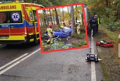 Auto doszczętnie zniszczone. 19-letni kierowca wyszedł baz szwanku