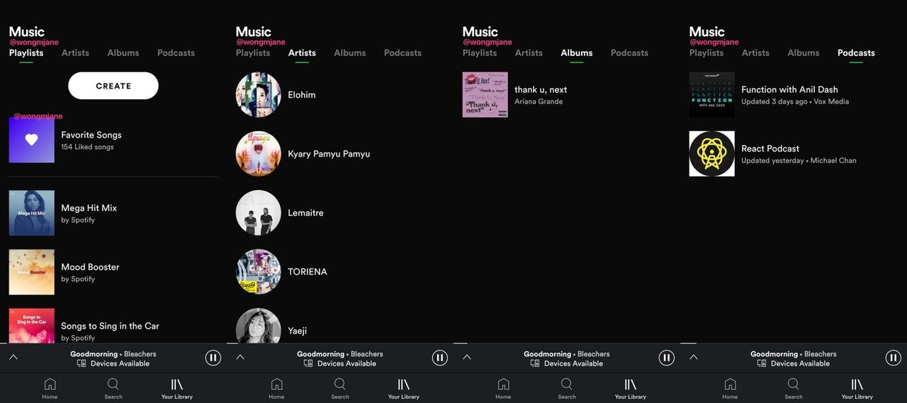 Spotify – zmiany w interfejsie sekcji Biblioteka. Źródło: androidcentral.com