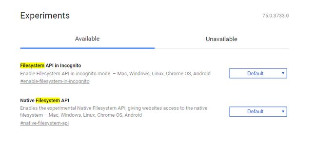 "FileSystem API in Incognito" wśród ustawień flag w Chrome Canary.