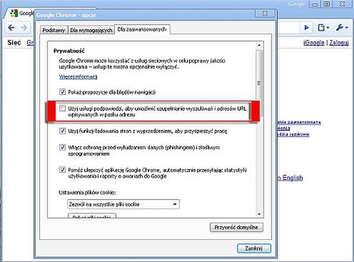 googlechromeopcja