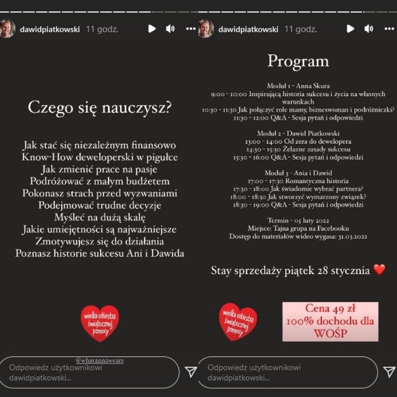 Anna Skura i jej partner zapowiadają wsparcie WOŚP, organizując wspólne warsztaty