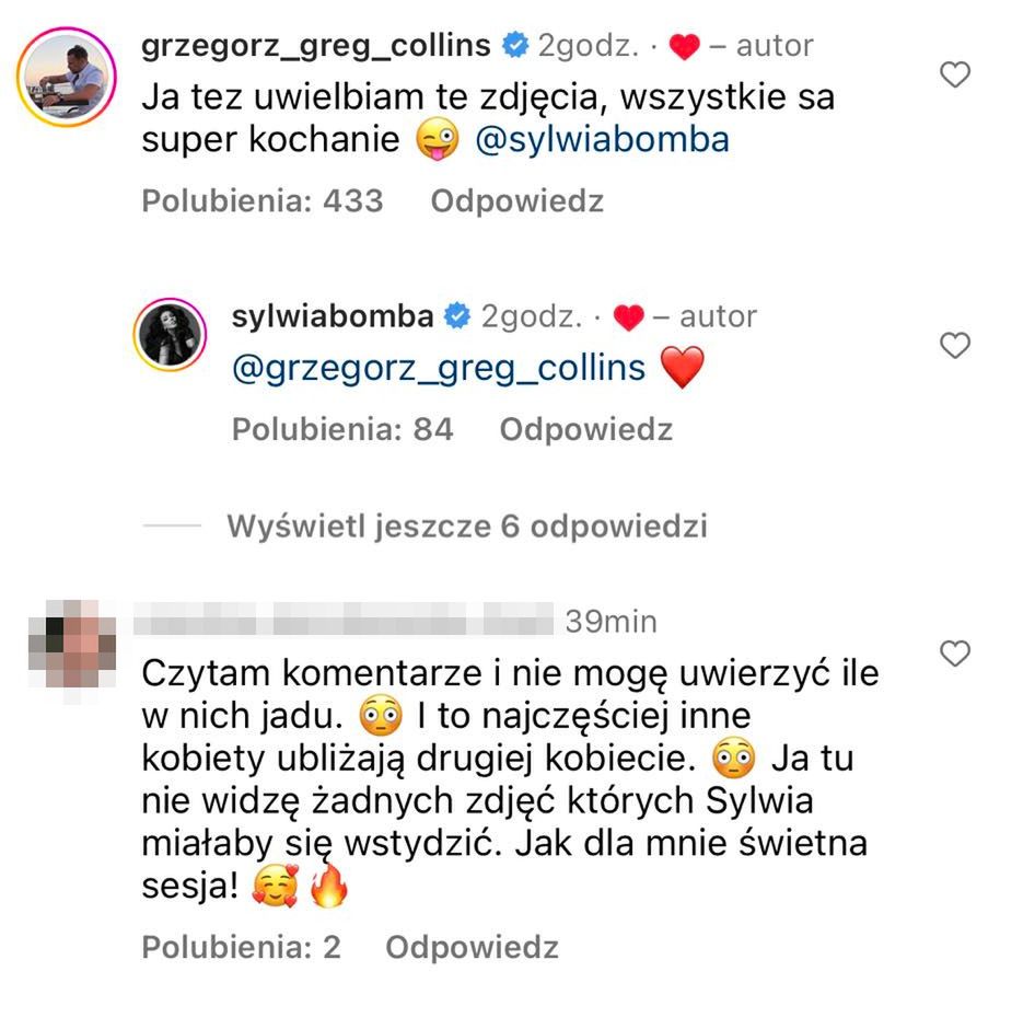 Komentarze pod zdjęciami Sylwii Bomby